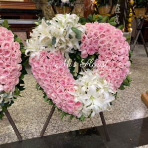 心形花牌 - 帛事（粉荔枝庭園玫瑰花）