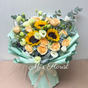 向日葵花束 - 香檳色玫瑰（L size)