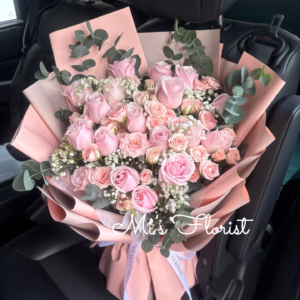18枝粉雪山玫瑰 & 粉色多頭小玫瑰