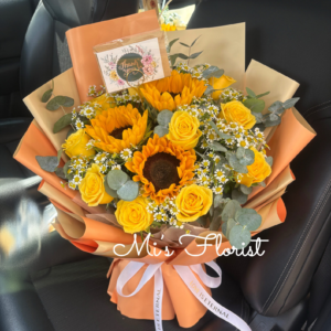 向日葵花束 - 金枝玫瑰