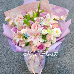 百合花束 - 粉色百合 & 粉雪山 & 紫霞仙子