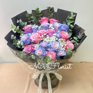 厄瓜多爾進口玫瑰 – 粉藍彩色玫瑰 20枝（需提前預訂）