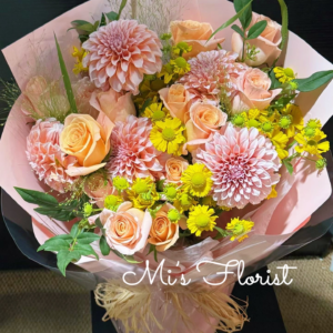 升職花束 / 生日花束 / 結婚週年紀念 - 奶油桃子大麗花