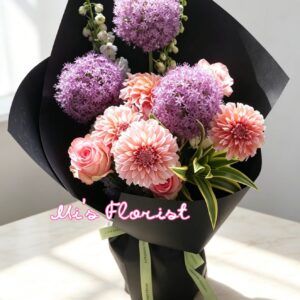 蔥花、奶油桃子大麗花花束（季節限定）