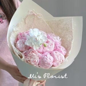 牡丹花束 - 大牡丹 & 白色蝴蝶蘭（季節限定）