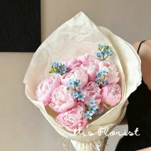牡丹花束 - 大牡丹 & 藍星花（季節限定）