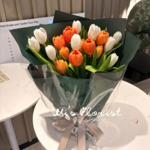 進口荷蘭 白色&橙色 鬱金香花束