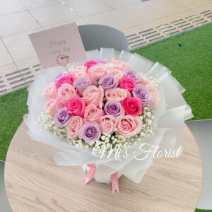 繽紛顏色玫瑰花束 - 33枝
