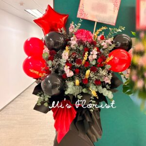 紅色&黑色氣球花籃 - 開張花籃、演唱會花籃